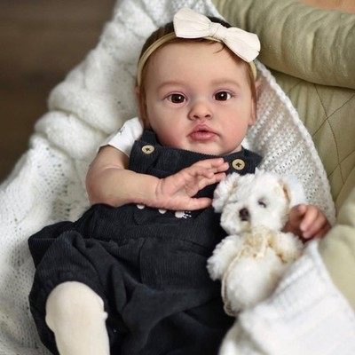 24'' Painted Reborn Baby Doll Cute Toddler Girl Hand-Rooted Hair Cloth Body Gift