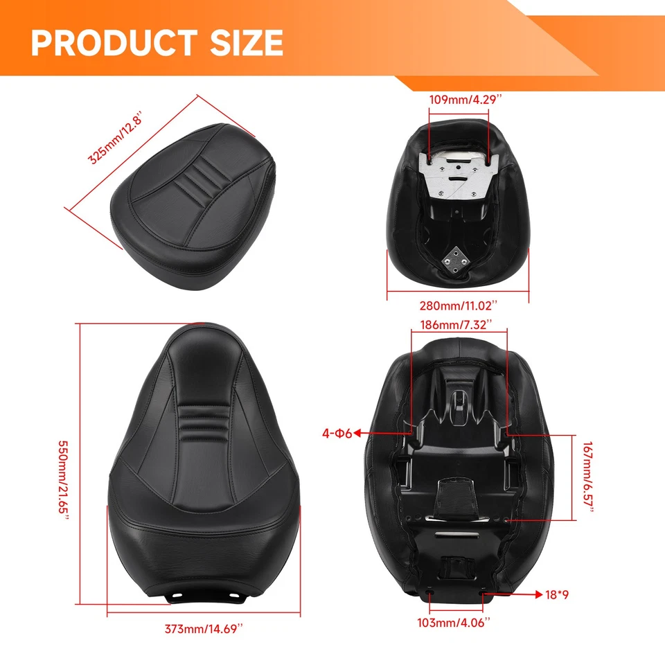 Low-Profile Driver Passenger Two up Seat Fit for Harley Road King Street Glide Foto 3 de 4