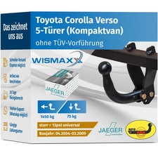 ANHÄNGERKUPPLUNG starr für Toyota Corolla Verso 04-09 +13pol E-Satz ABE