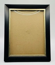 8 3/4" X 11 1/8" Document Frame With Front Glass Black & Gold Tone Picture Frame