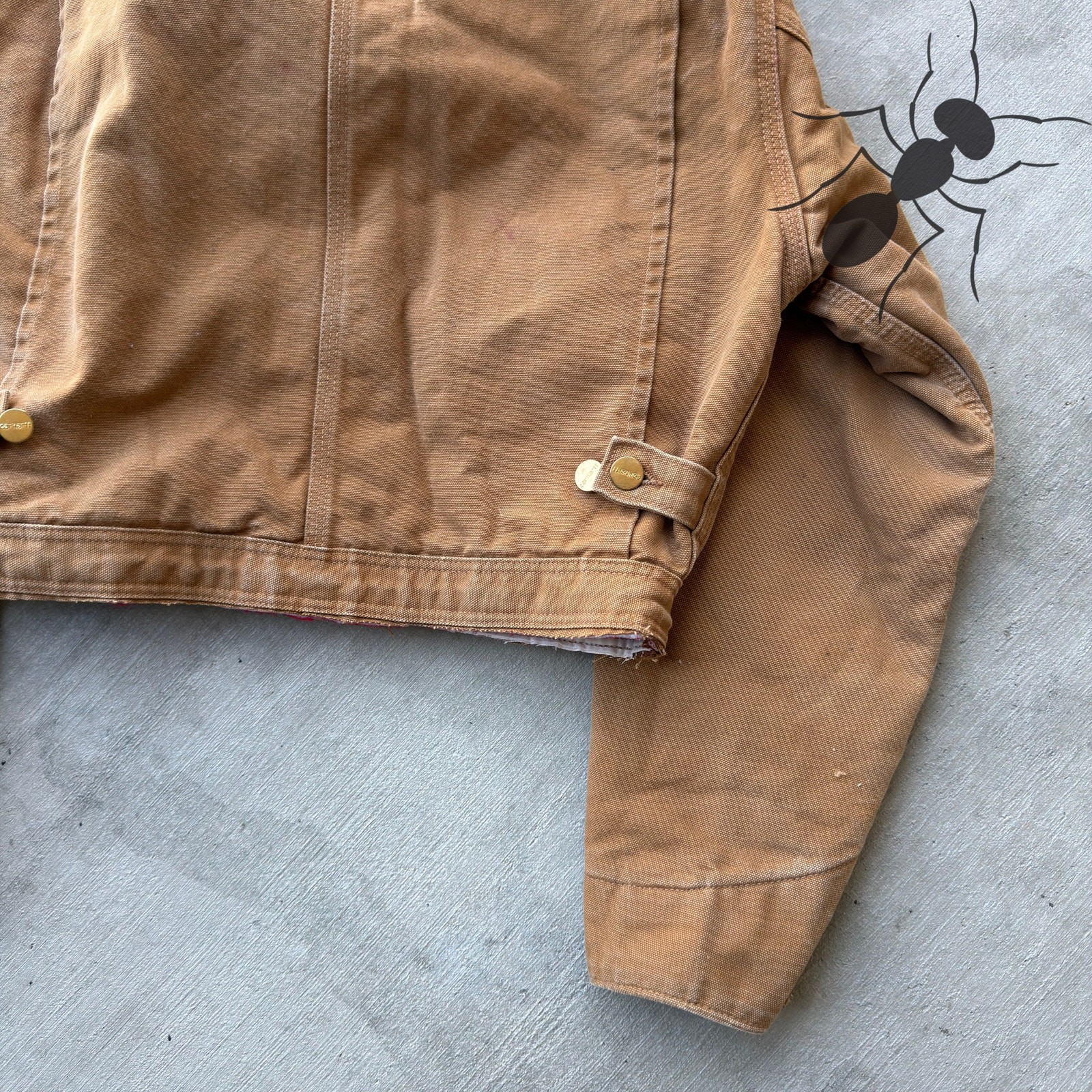 Carhartt Brown cropped Detroit style work wear jacket thumbnail 9