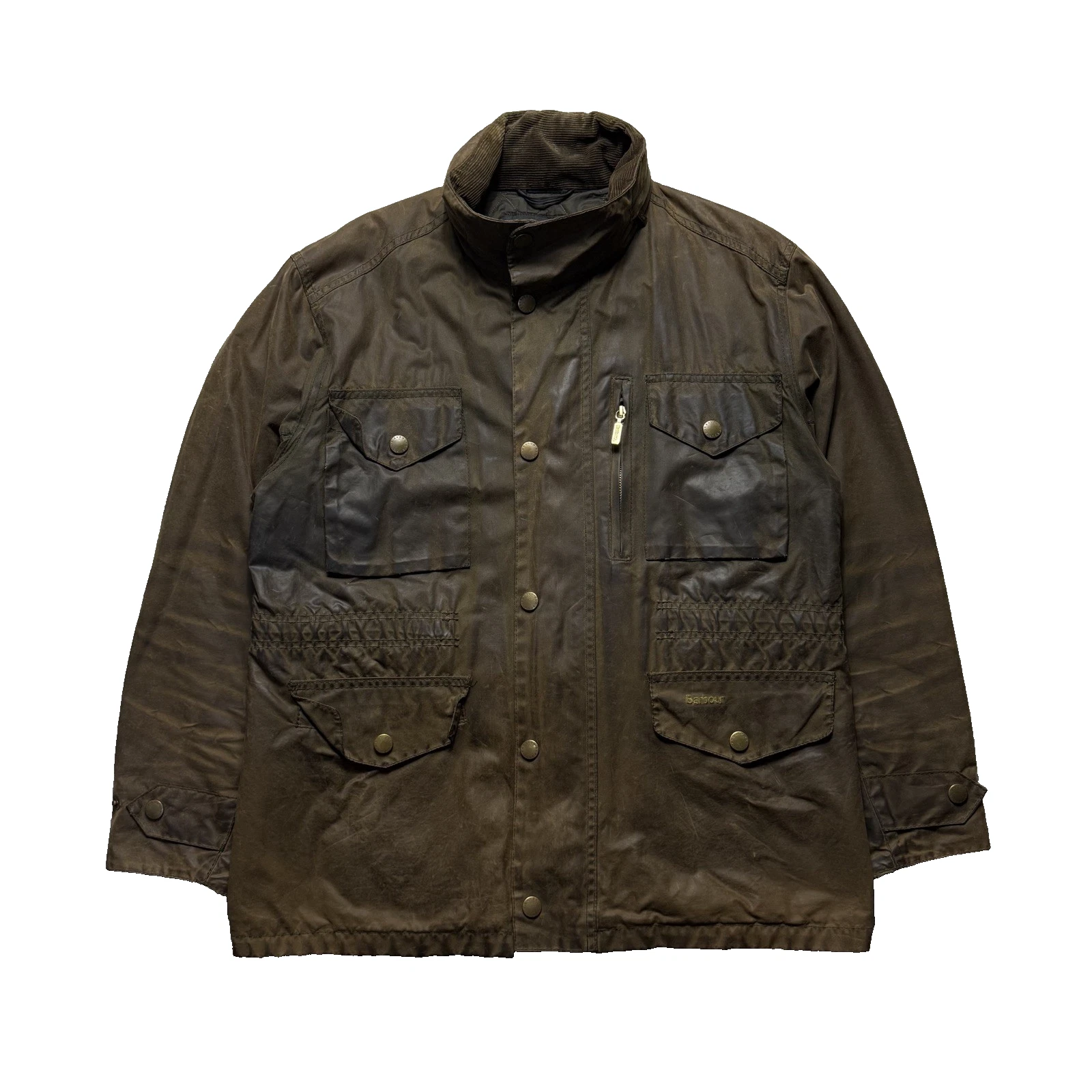 Men’s Vtg Barbour Sapper Wax Waterproof Brown Biker Country Jacket Coat Size M