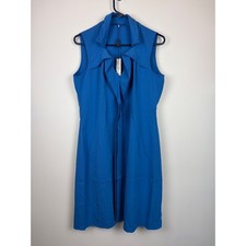 NEW Elie Tahari Tatum Dress 10 Caribbean Blue Silk Blend Ruffle Zip Front Career
