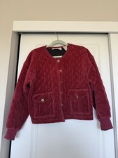 Sonia Rykiel Burgundy Quilted Cropped Cotton Button Jacket Size M Rare