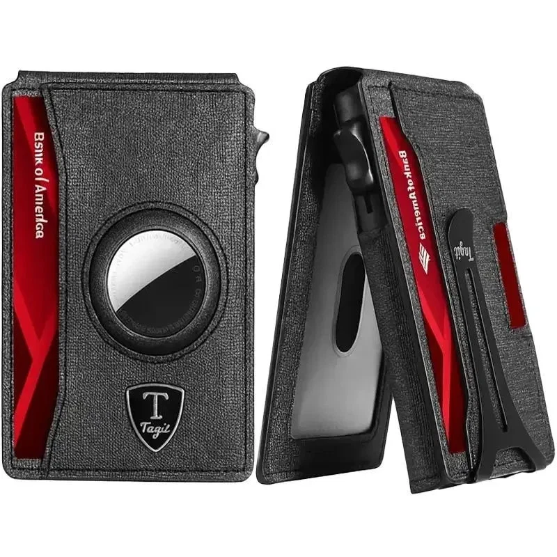 RFID Blocking Airtag Wallet Pop-Up Bifold Wallet Slim Leather with Money Clip - Image 3 of 3