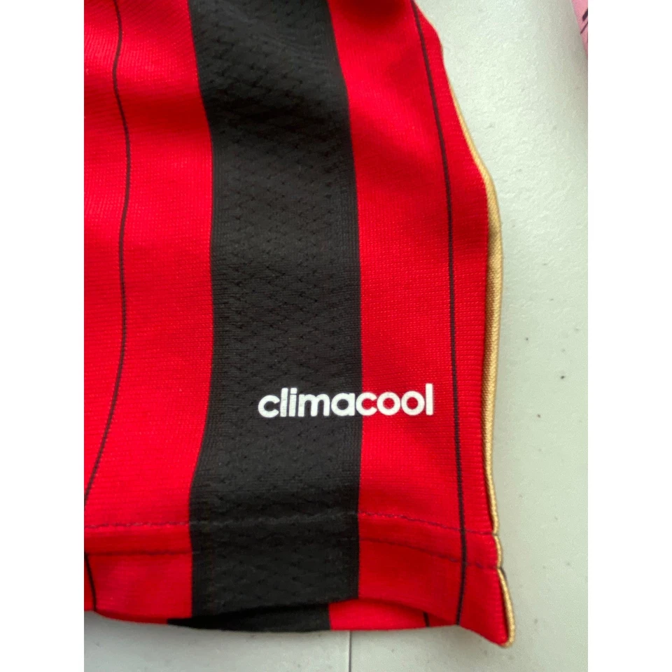 Adidas AC Milan Home Jersey Red Black Striped Soccer Shirt Kids S Fly Emirates - Image 3 of 4