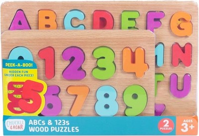 Chuckle & Roar Wooden Puzzle Set with ABC and 123 Theme