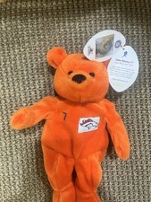 NWT John Elway 7 Orange Salvino Bammers Beanie Bean Bag Bear Plush 8 1/2"