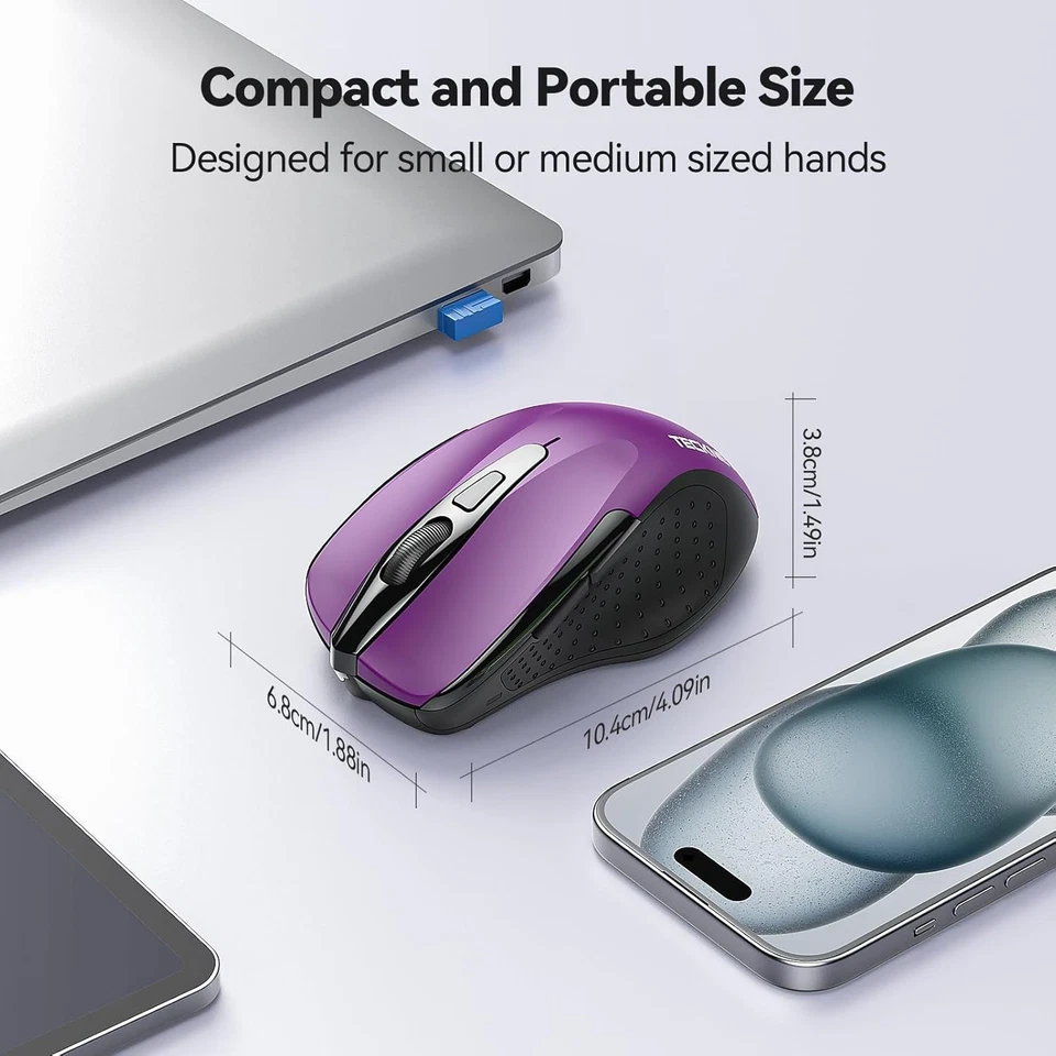 TECKNET Wireless Mouse, 2.4G Ergonomic Optical Mouse, Computer Mouse for Laptop - Image 2 of 4