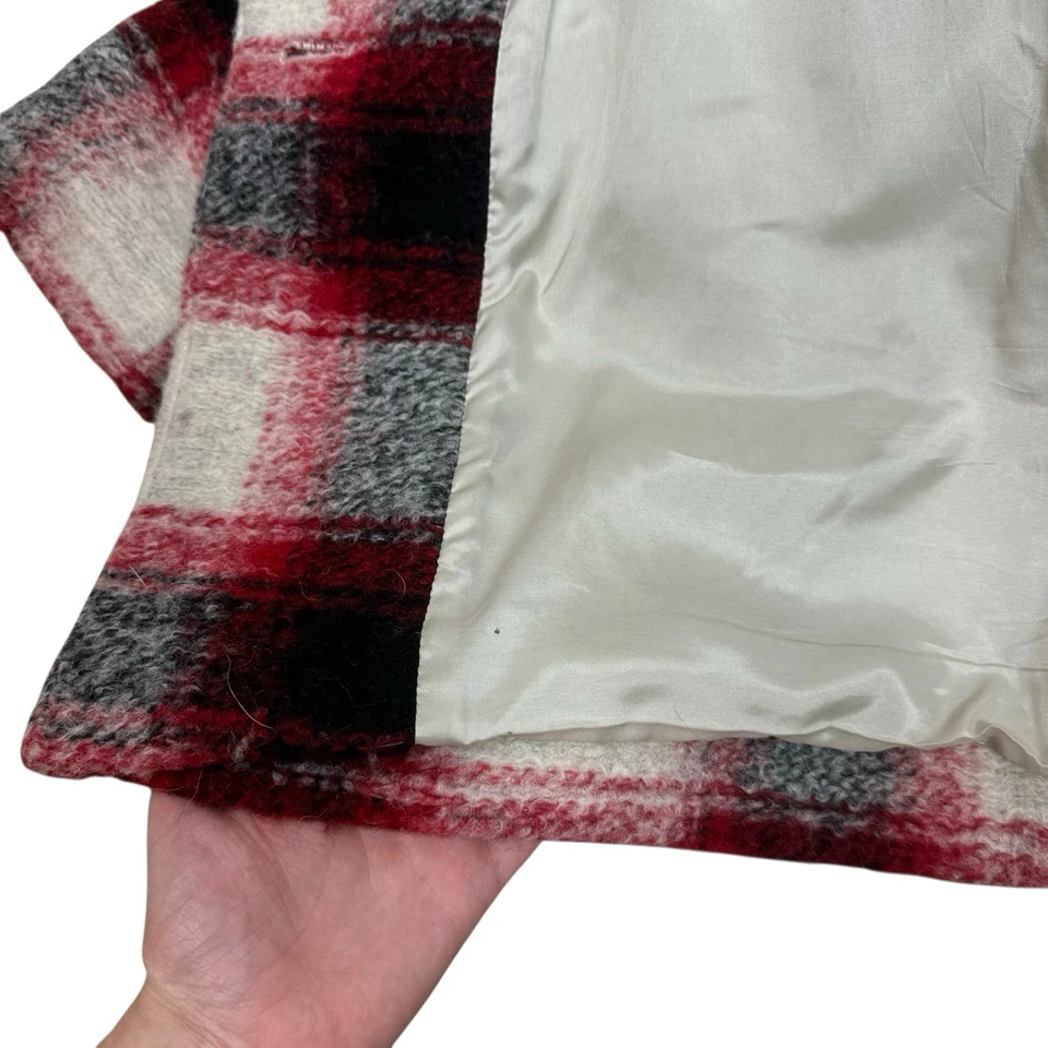 Abrigo Madewell Negro Rojo Blanco Boucle Mezcla Lana Depot Cocoon Cuadros Talla M Foto 4 de 4