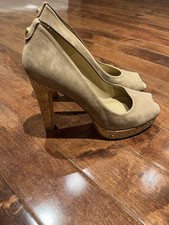 Stuart Weitzman NULILLE Tan Suede Platform Pump SZ 8 EUC Worn A Few Times