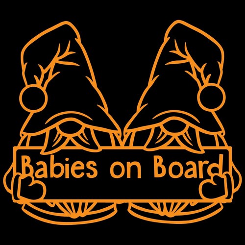 6.9" BABIES ON BOARD GONKS v2 Vinyl Decal Sticker Window Twins Boy Boys Gnome - Picture 10 of 31