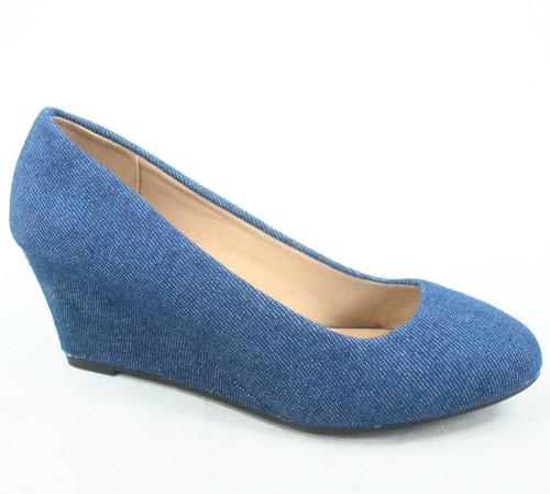 Zapatos de tacón bajo con plataforma de cuña baja de punta redonda patentada para mujer talla 5-10 NUEVOS - Imagen 59 de 83