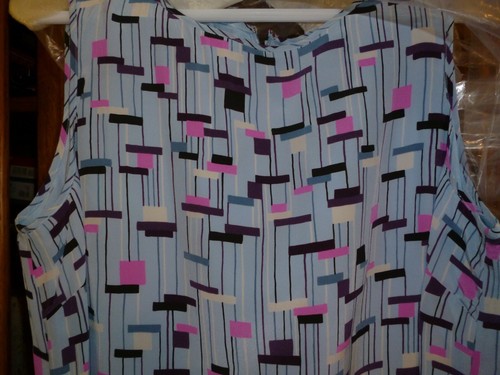 Diane Von Furstenberg Vtg M 100% Silk Assets Sleeveless Blue Geometric Dress NWT - Picture 6 of 10