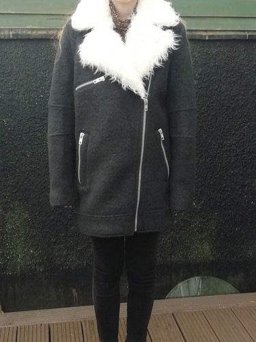 Jacket Uk Topshop Biker Black 10 Kvinders Størrelse Boucle Frakke Effect Style xqqpzX1w