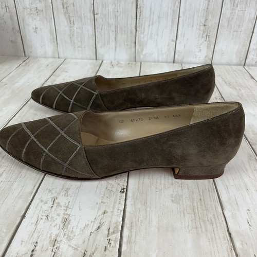 Salvatore Ferragamo Ruby Suede Calf Shoes 8.5 AAA Brown Low Heel w/ Box Vintage - Picture 5 of 11