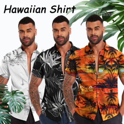 Hawaiian Shirts Mens Button Down Shirt Men Hawaiian Floral Beach Party Tank Top