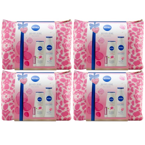 Nivea Geschenkset Reiseliebe 4 Sets= je 4 x Dusche /Bodylotion /Labello /Tasche