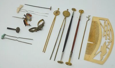 Collection épingle à cheveux et peigne japonais x11 différentes matières du J... - Photo 1/4