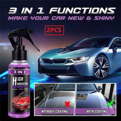 2PCS 3 in 1 Free High Protection Quick Car Ceramic Coating Spray Hydrophobic USA