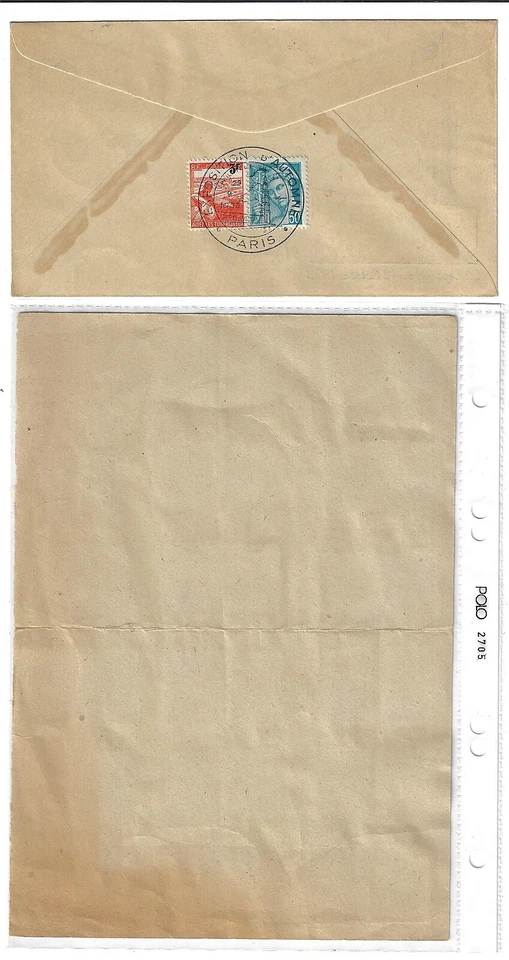 FRANCE 1951 PARIS EXPOSITION CANCELS ON SHEET +1953 EXPOSITION AUTOMNE PARIS FDC - Image 2 of 2