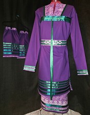Indigenous Hand Made Purple Unity Ribbon dress with matching floral Ribbon Wrap