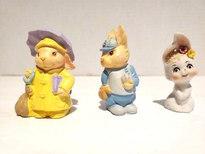 Willitts Designs 2 Bunny Rabbit And 1 Porcelain 2 1/2'' Purple Umbrella Baseball
