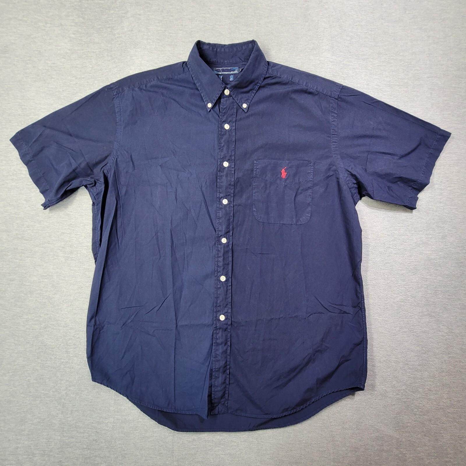Polo Ralph Lauren camicia uomo grande blu navy bottoni petto tasca pony casual