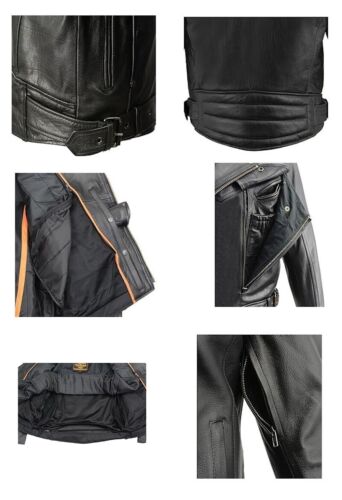 GIACCA MOTO MILWAUKEE PELLE UOMO NERA PREMIUM PELLE SPESSA - SAHA - Foto 10 di 10