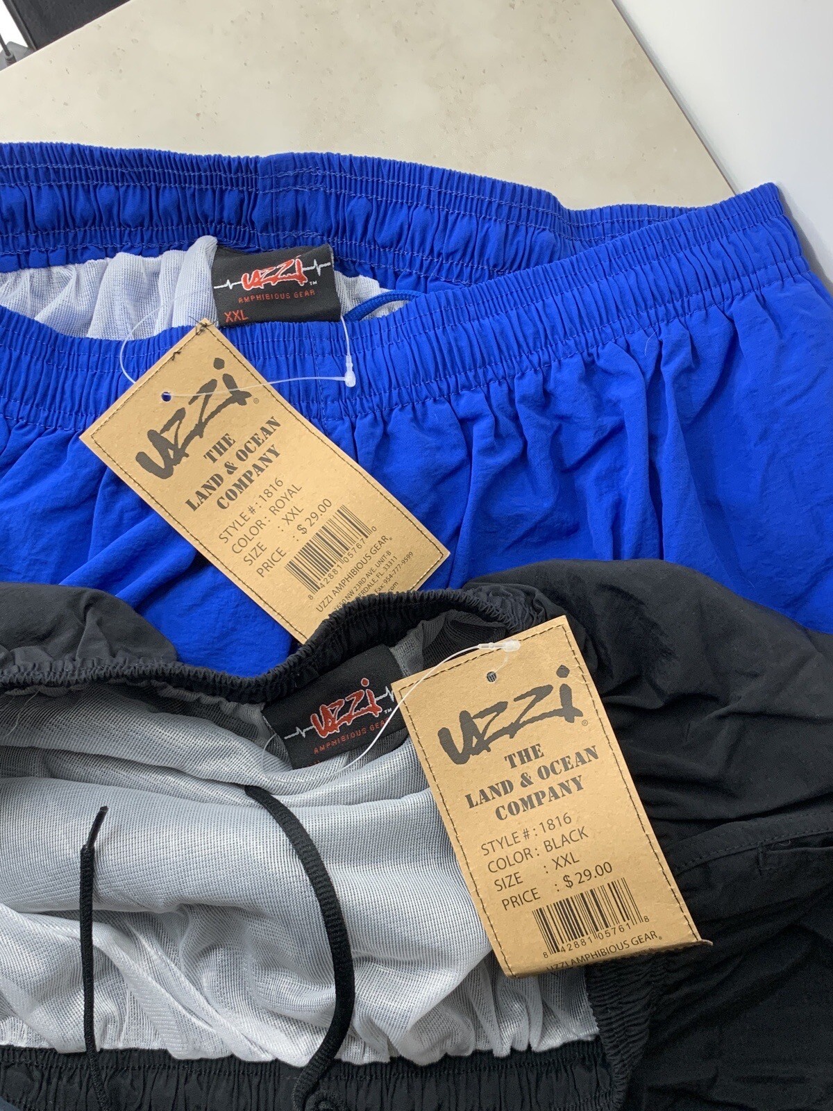 UZZI Amphibious Gear Men Size XXL Swim Shorts Lot 2 Pairs Blue Black