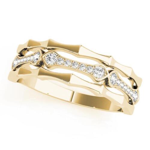Anillo apilable de oro de 14 quilates con diamantes - Imagen 2 de 7