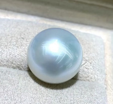 Huge 13-14mm Natural South Sea Genuine White Round Loose Pearl half drilled 6785