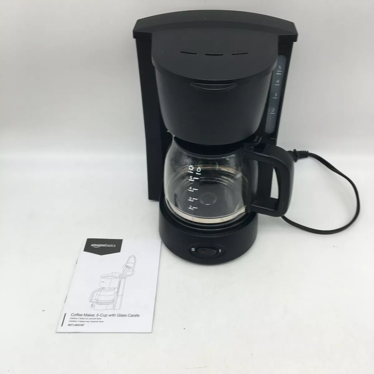 Basics 5 Cup With Glass Carafe No Reusable Filter, Coffee