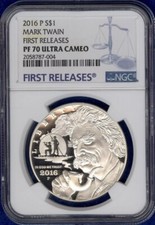 2016 MARK TWAIN Silver Dollar NGC PF70💥FLAWLESS QUALITY💥FIRST RELEASE!