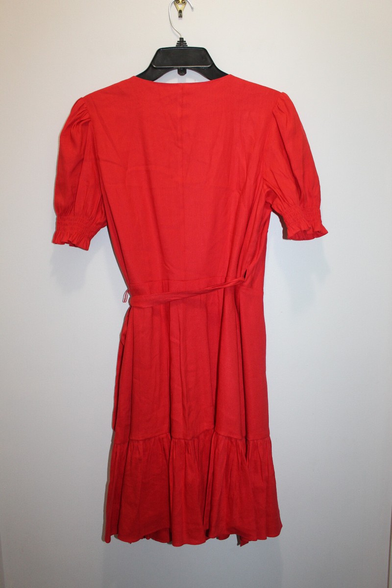 ANTONIO MELANI CLEO WRAP DRESS PUFF SLEEVE POPSICLE RED SIZE 4 & 6