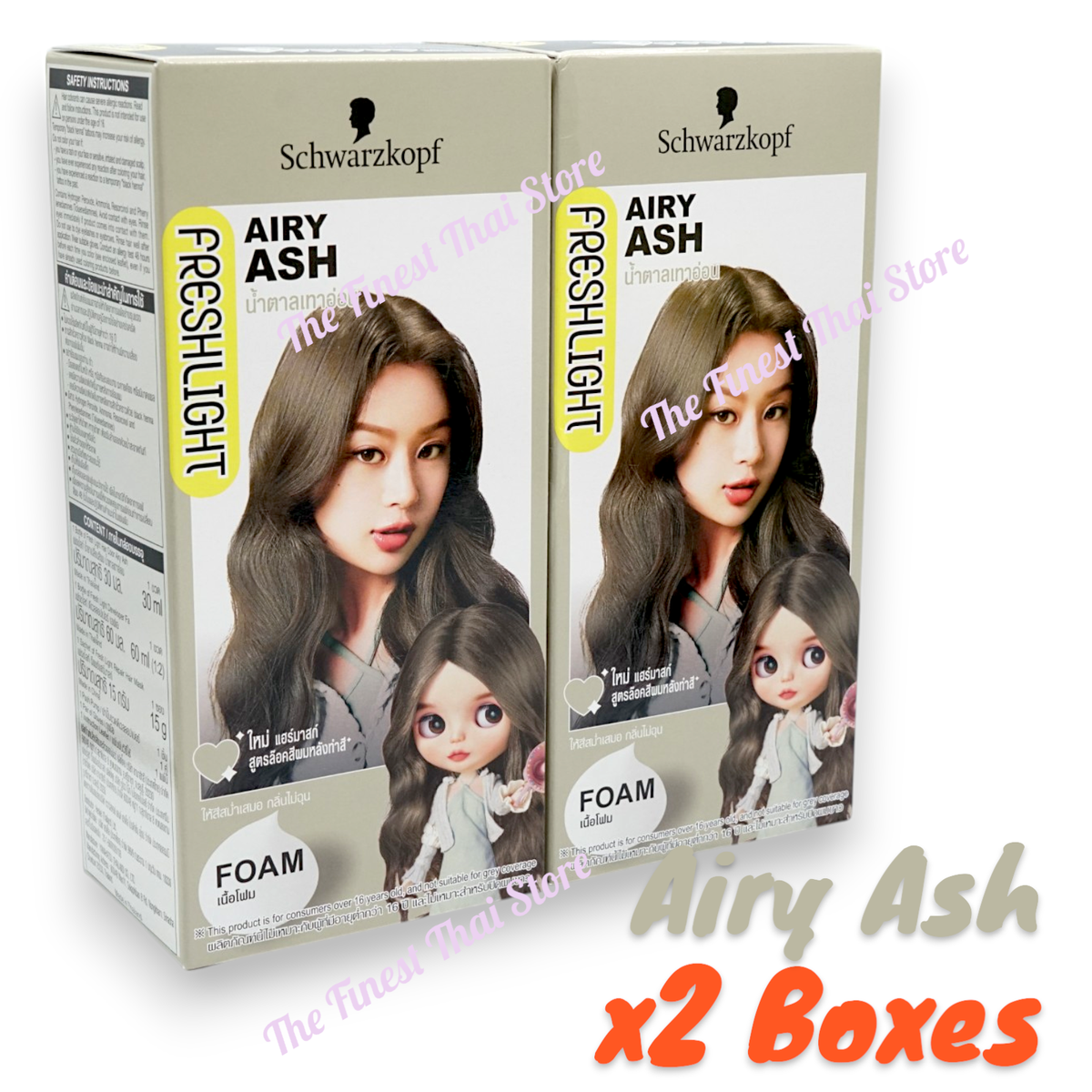 SCHWARZKOPF FRESHLIGHT Foam Color Dye Dying Kit : Airy Ash Pack of