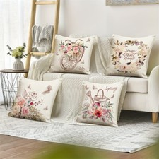 4 PCS Spring Theme Throw Pillow Cover Single Sided Printed Home Decor