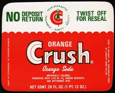 Vintage Soda Pop Bottle Label Orange Crush Soda 28oz Unused New Old Stock Nrmt Ebay