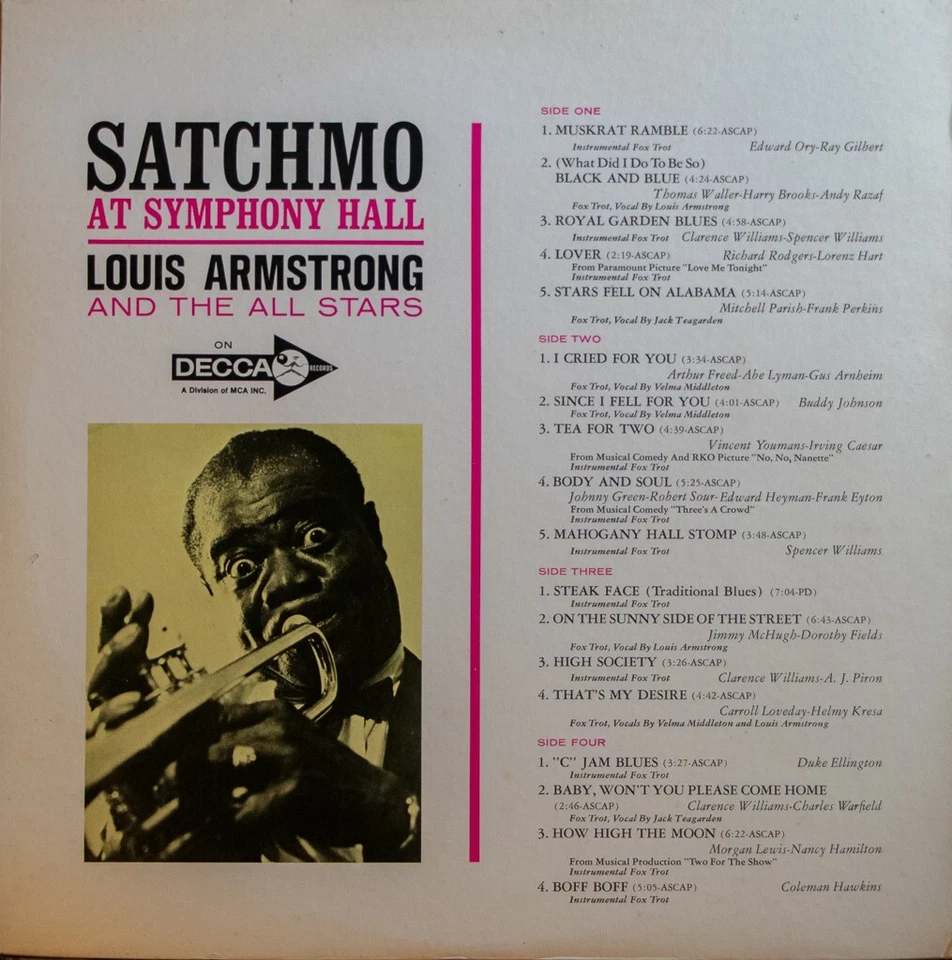 Louis Armstrong And The All Stars-Satchmo At Symphony Hall VG/VG+1977 DXSB 7195  - Image 2 of 4