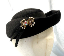 Glenover Fan tra Felt Hat Henry Pollark, New York, 100 Wool, 22" inside diametr