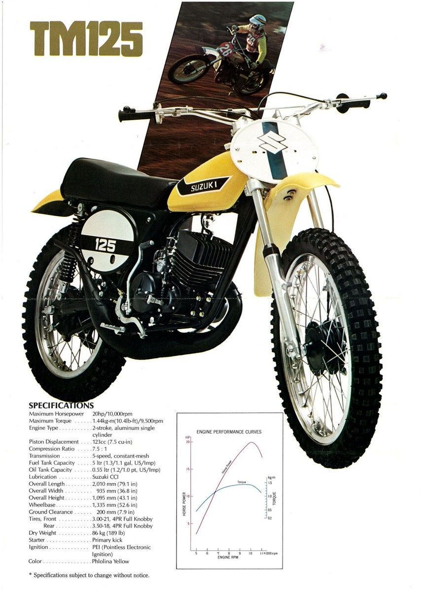 SUZUKI Brochure TM400 TM250 TM125 1973 & 1974 VMX Sales Catalog