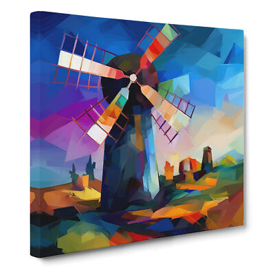 Windmühle Abstrakte Kunst Leinwand Wandbild Druck Gerahmtes Bild Home Office Deko
