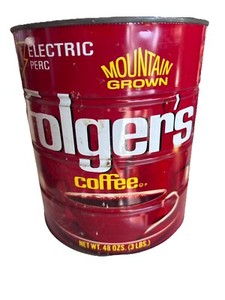 Vintage Folger's Coffee Can 48 Oz 3 lb Size Mountain Grown Drip Grind No Lid