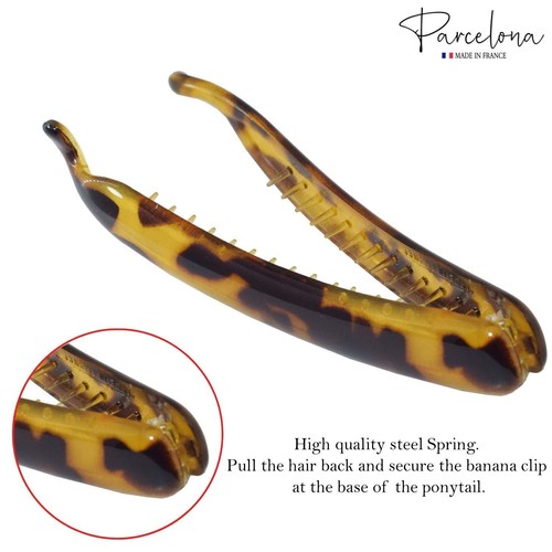 Parcelona French Small 3.75” Cellulose Set of 2 Banana Hair Clips for Women - Picture 18 of 30