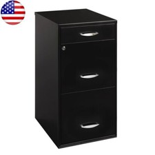 Filing Cabinet 3 Drawers Organizer Vertical Easy Clean Cam Lock Steel Surface