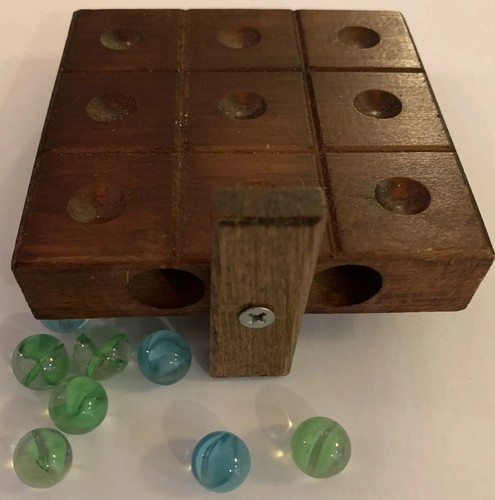 Vintage Tic Tax Toe 1960'S Small Wooden Board With 10 Marbles Made In Japan - Picture 4 of 7