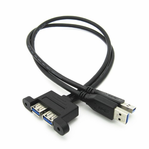 30cm Dual USB 3.0 A Male to USB 3.0 Female Extension Cable Panel Mount Adapter c - Picture 5 of 12