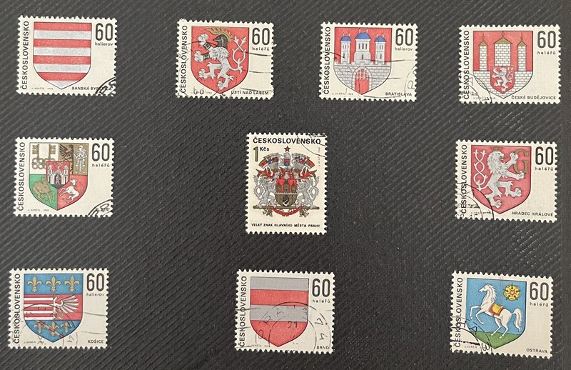 Czechoslovakia 1968 City Coats of Arms - Michel 1819-1828 - Cancelled LH stamps