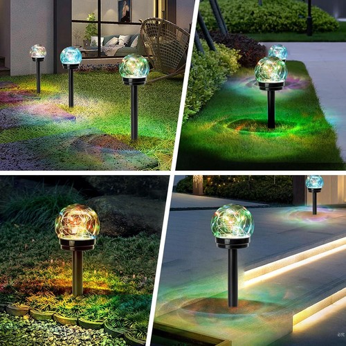 Solar Pathway Lights Outdoor Solar Garde Stake LED Colour Changing Globe Garden - Picture 3 of 8