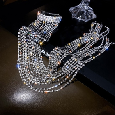 Shine Women Rhinestone Hairpins Long Tassel Crystal Hair 